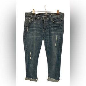 7 For All Mankind Dark Blue Cropped Jeans